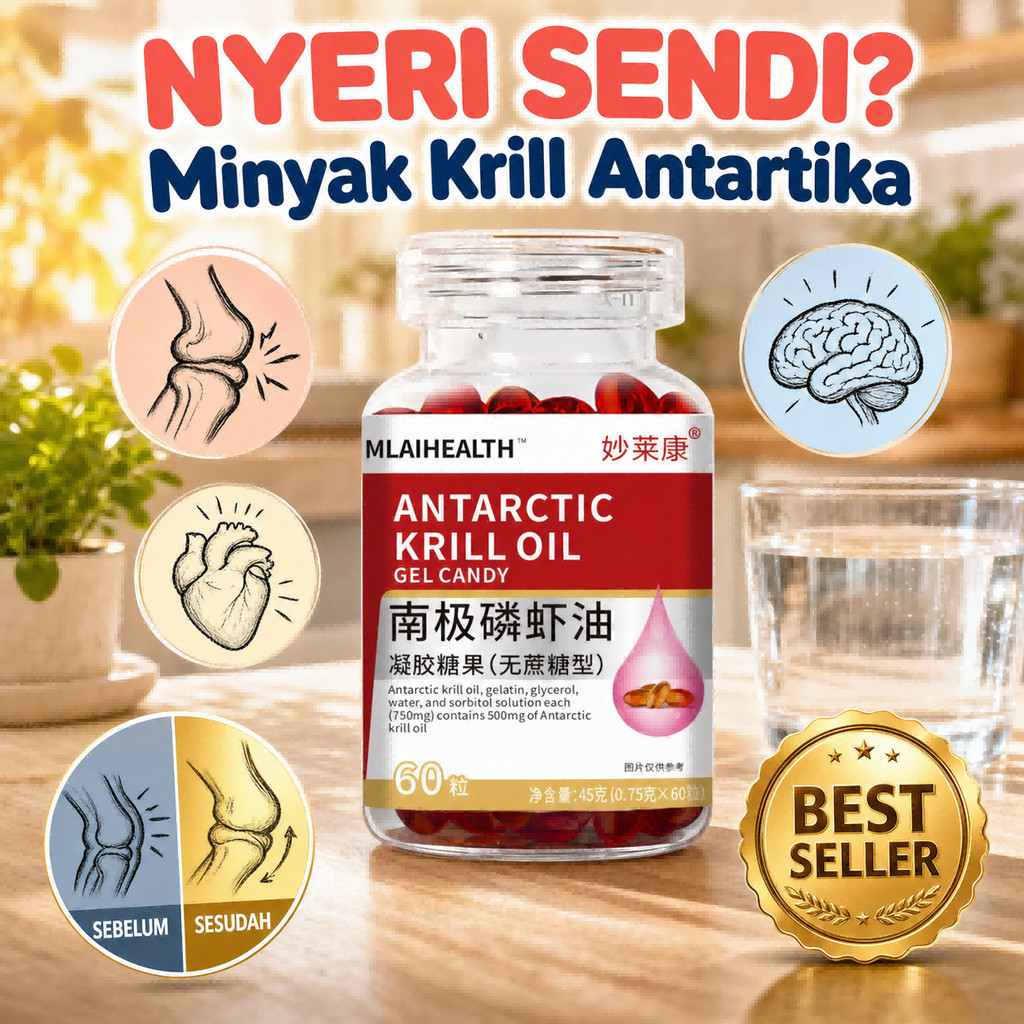 Kirim dalam 24 jam [ Asli ] Minyak Krill Antartika (60 Kapsul) Kapsul Astaxanthin Kapsul Astaxanthin
