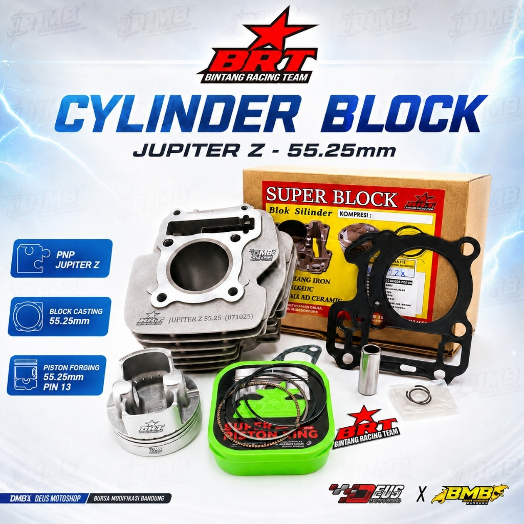 BRT Blok Mesin & Piston Forged Jupiter Z 5TP / VEGA R 55 55.25 mm 130cc
