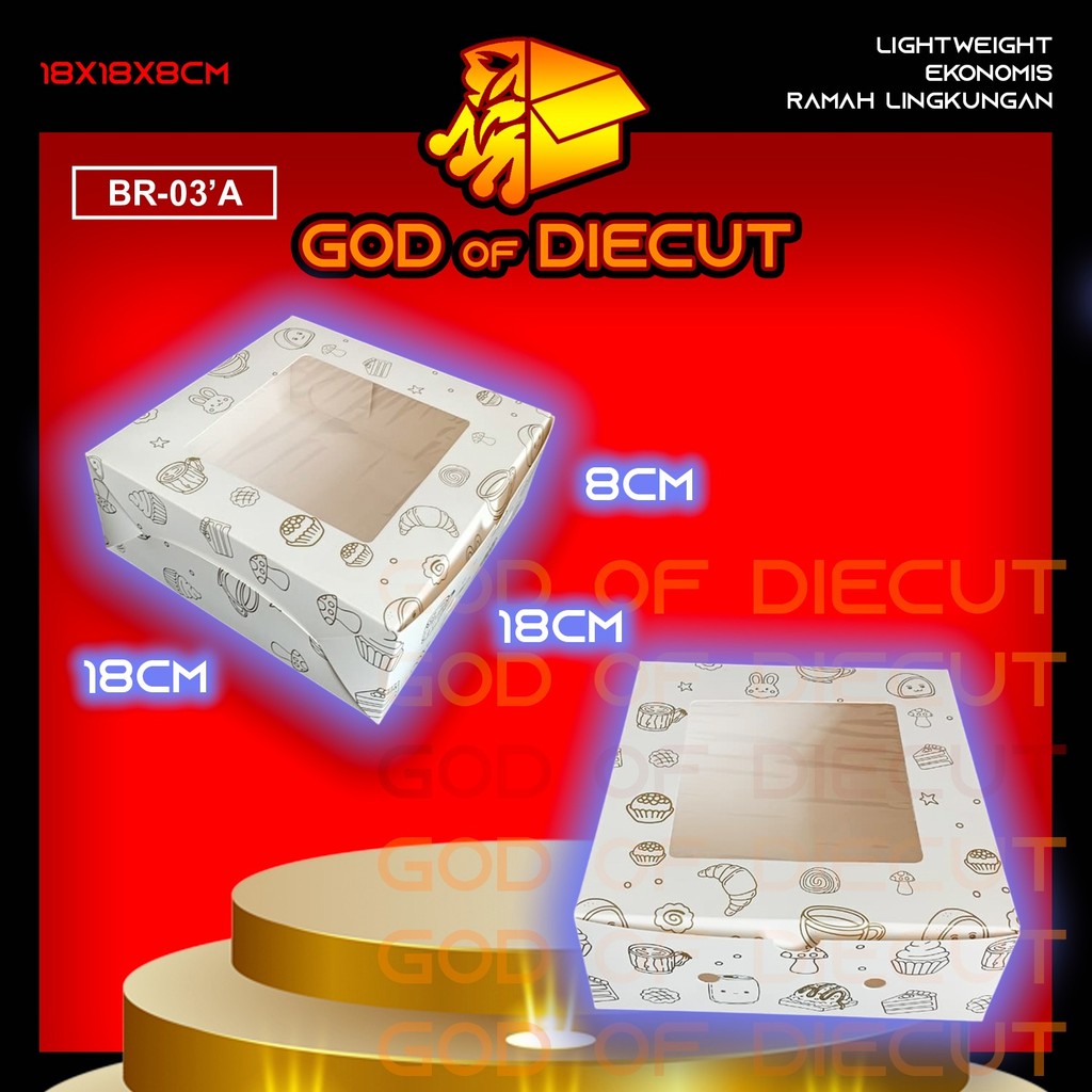 Box Tart Window 18x18x8 cm Ivory 350gsm 18X18X8