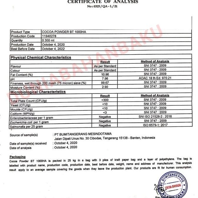 May- Bt Cocoa Java Classic Chocolate Bt 1000 A 25 Kg