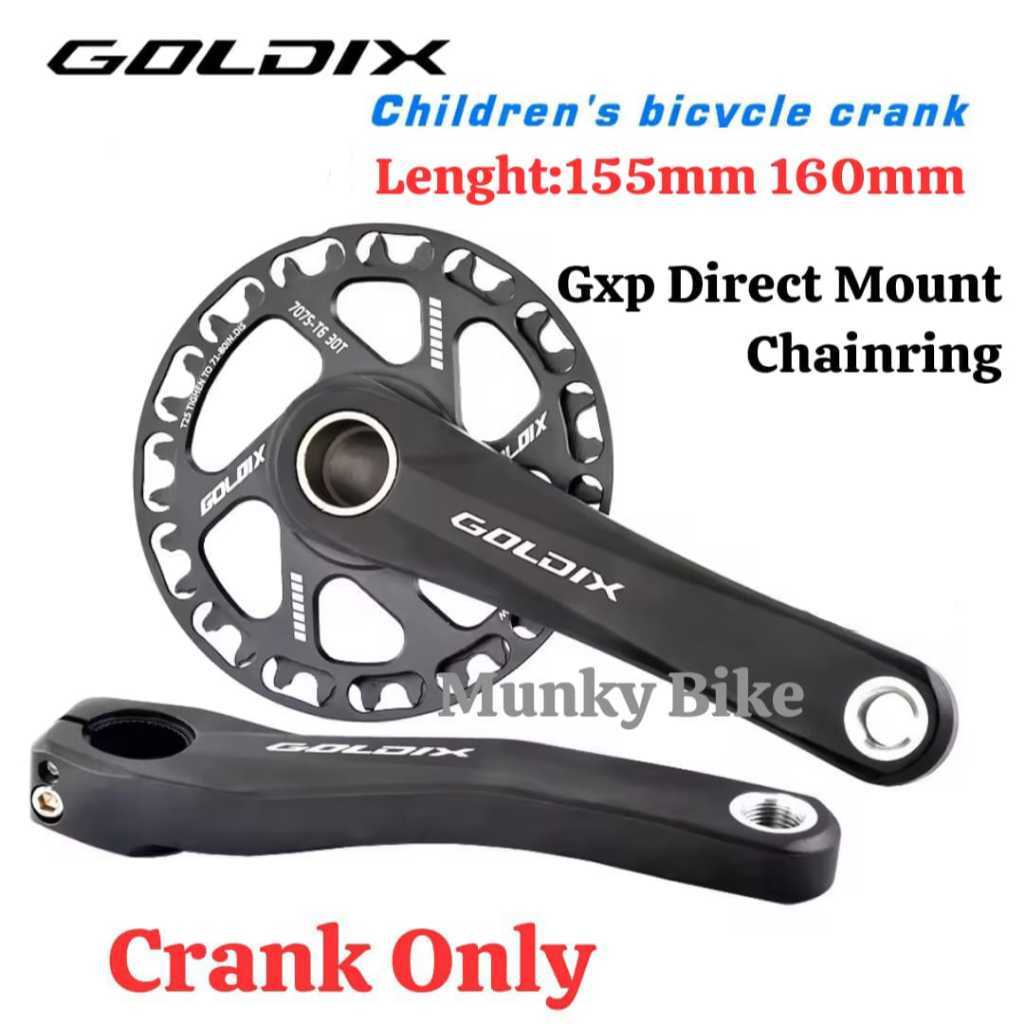 Foto Goldix Children Crank Crankset Hollowtech HT 2 Panjang Arm 155 160 mm GXP Direct Mount Chainring Untuk Sepeda BMX Anak