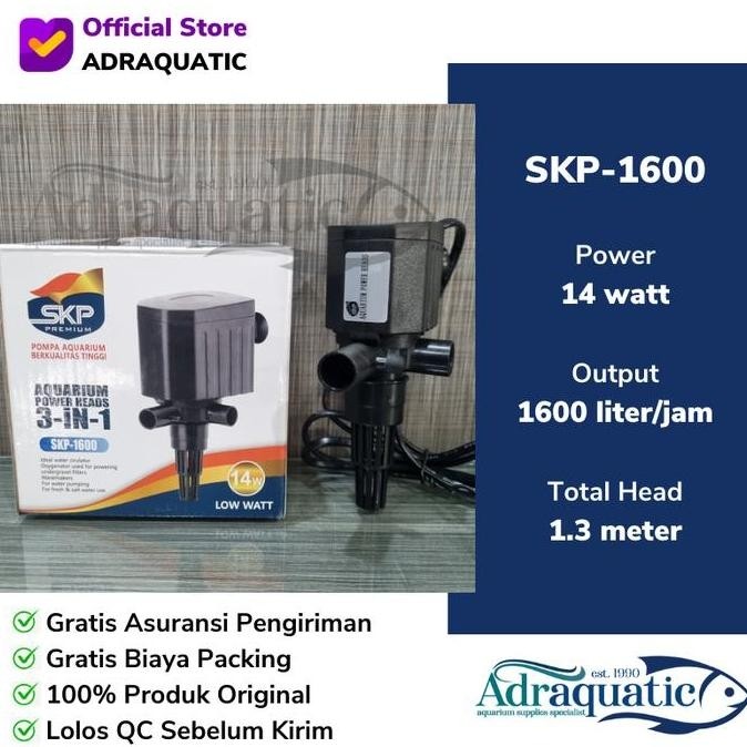 Aquaic- Skp-1600 Power Head Submersible Pump Pompa Air Celup Filter Aquarium