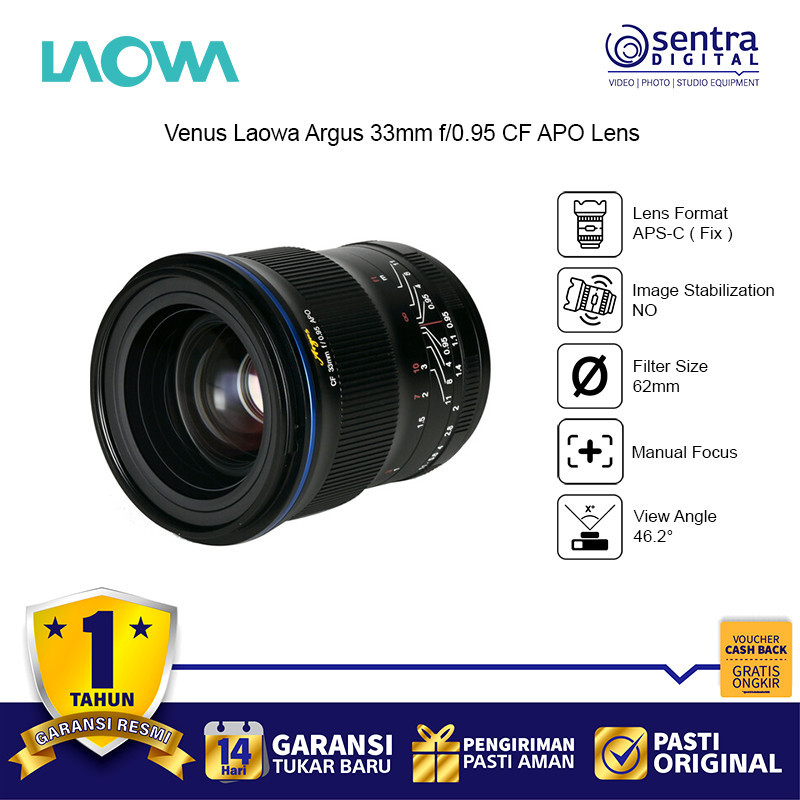 Venus Optics Laowa Argus 33mm f/0.95 CF APO APS-C Lens | Lensa Manual 33 mm f0.95  X01