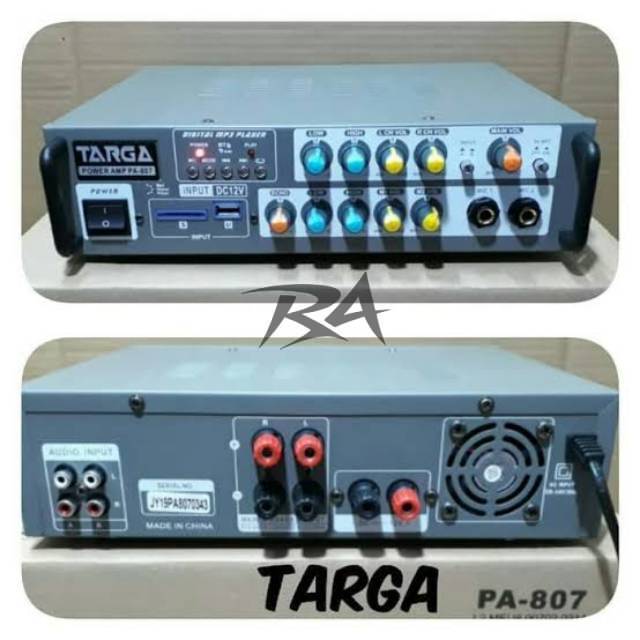 III POWER AMPLIFIER TARGA PA 807 PA807 USB MMC AUDIO AC DC TREBLE BASS ECHO STEREO EQUALIZER MIXER M