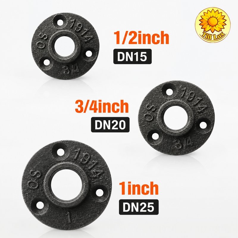 Flens Besi Cor 1/2 3/4 1 Inch - Fitting Pipa Drat Industri Dinding Lantai Antik