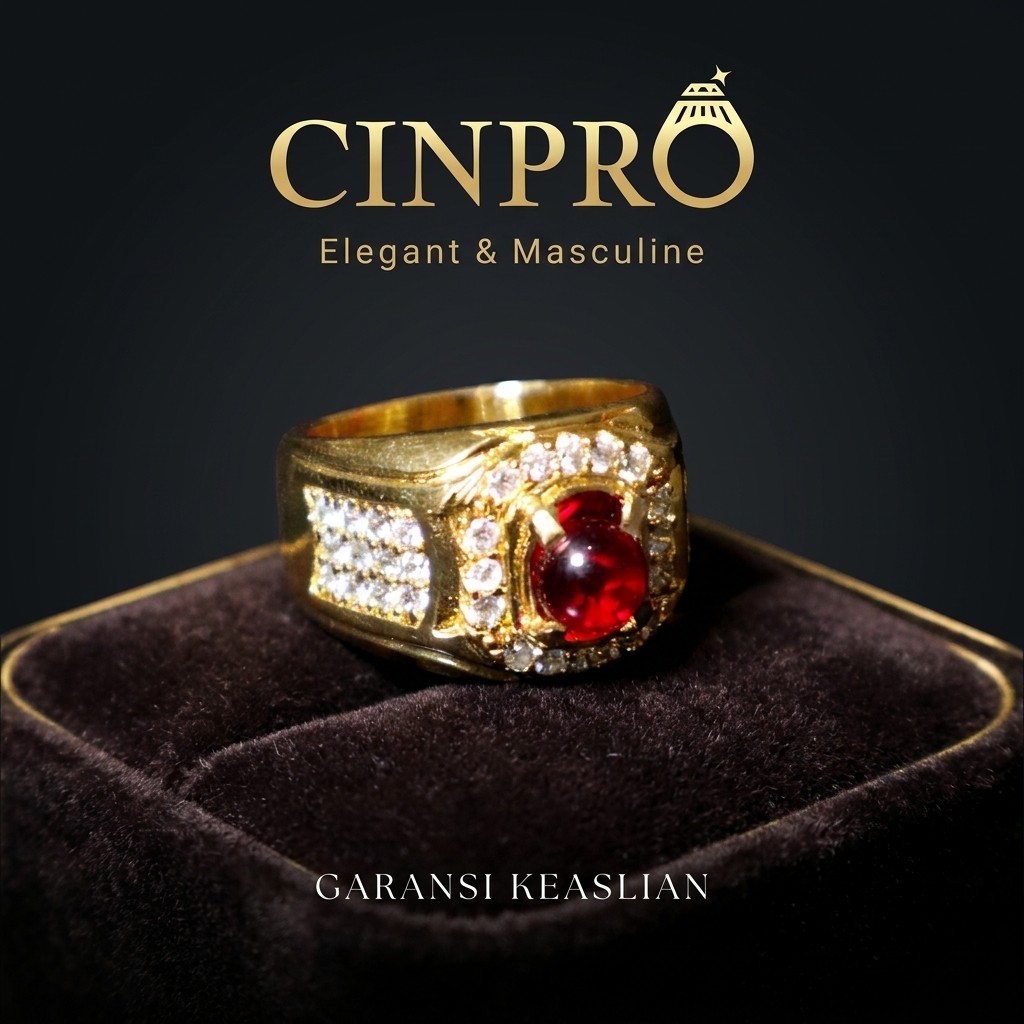 CINPRO CINCIN Akik Merah Delima Pria Batu Asli