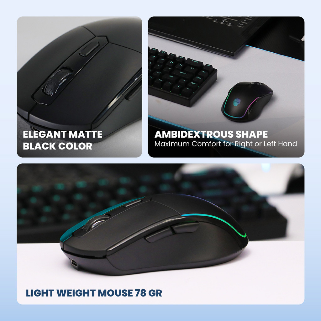 Terbaru[Exclusive Shopee] Rexus SH10 Mouse Gaming Wireless Rechargeable Baterai RGBHappy Shopping