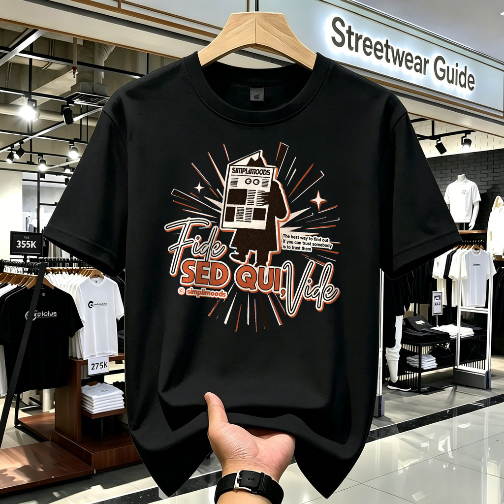 Kaos Unisex Cream Motif Kartun Koran Vintage Retro Sablon Cokelat Kaos Distro Pria Wanita
