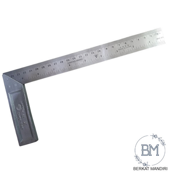 BerkM - SIKU METER TUKANG 10 INCH DIAMOND - PENGGARIS BESI SUDUT 25 CM