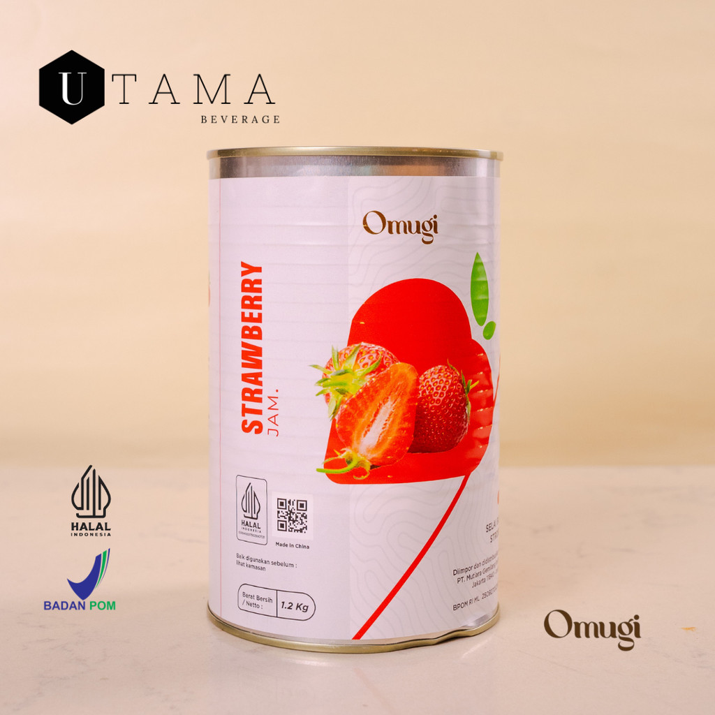 Omugi Strawberry Jam 1.2 kg – Sauce /  Selai Strawberry Premium untuk Roti, Dessert, Pastry & Minuma