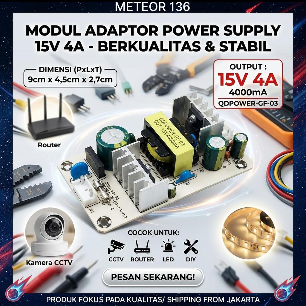 Modul Power Supply Adaptor Speaker Aktif Portable 15V 4A 4000mA untuk Advance K1512 Asatron Tanaka N
