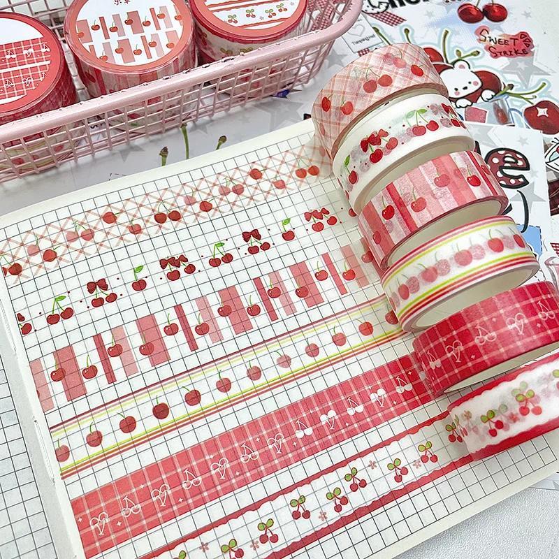 MINKYS 6pcs/lot Strawberry Apple Fruit Tape Cute Cartoon Creative Decorative Washi Tape School Stati