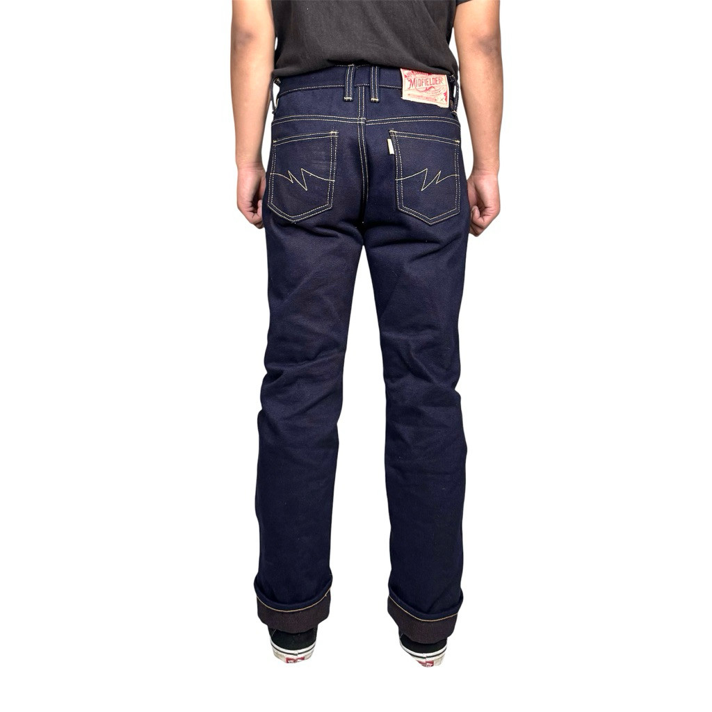 midfielderdenim - selvedge denim 20oz weft brown ropedyed indigo