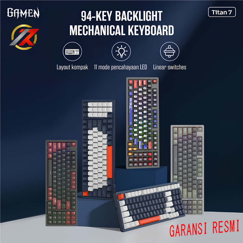 Gamen Titan 7 Mechanical Keyboard 94 Tombol RGB Hot-Swappable Wired USB Linear Switch