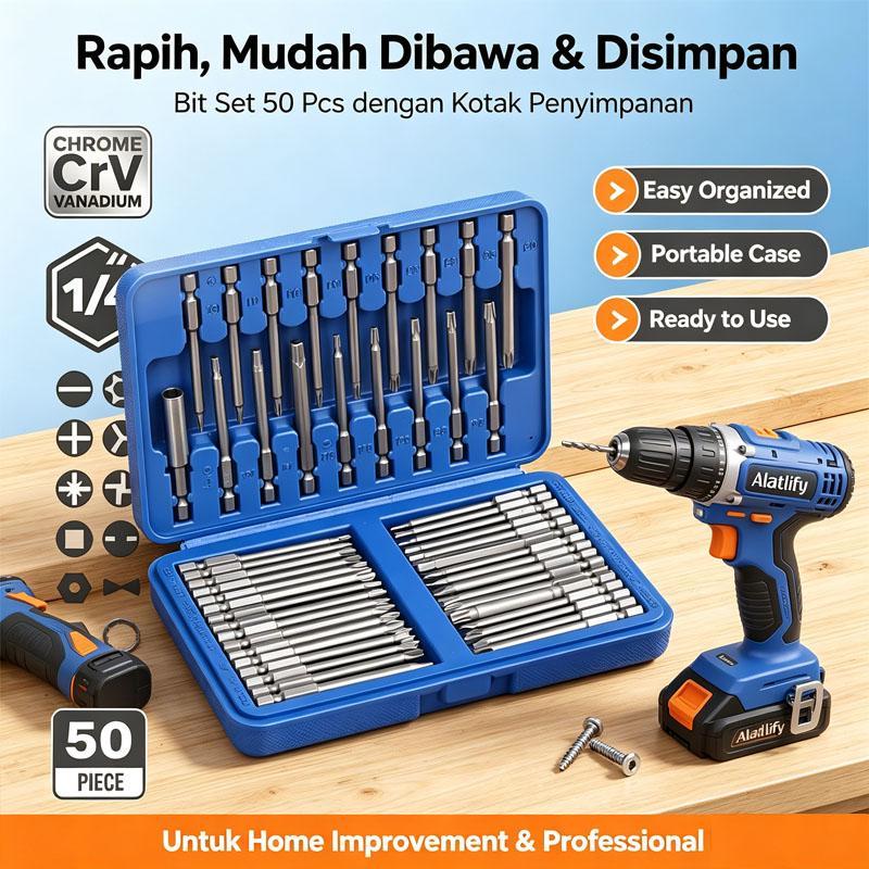 Obeng Elektrik 50 In 1 set/Kecil Obeng Listrik /Obeng Baterai / komplit Obeng