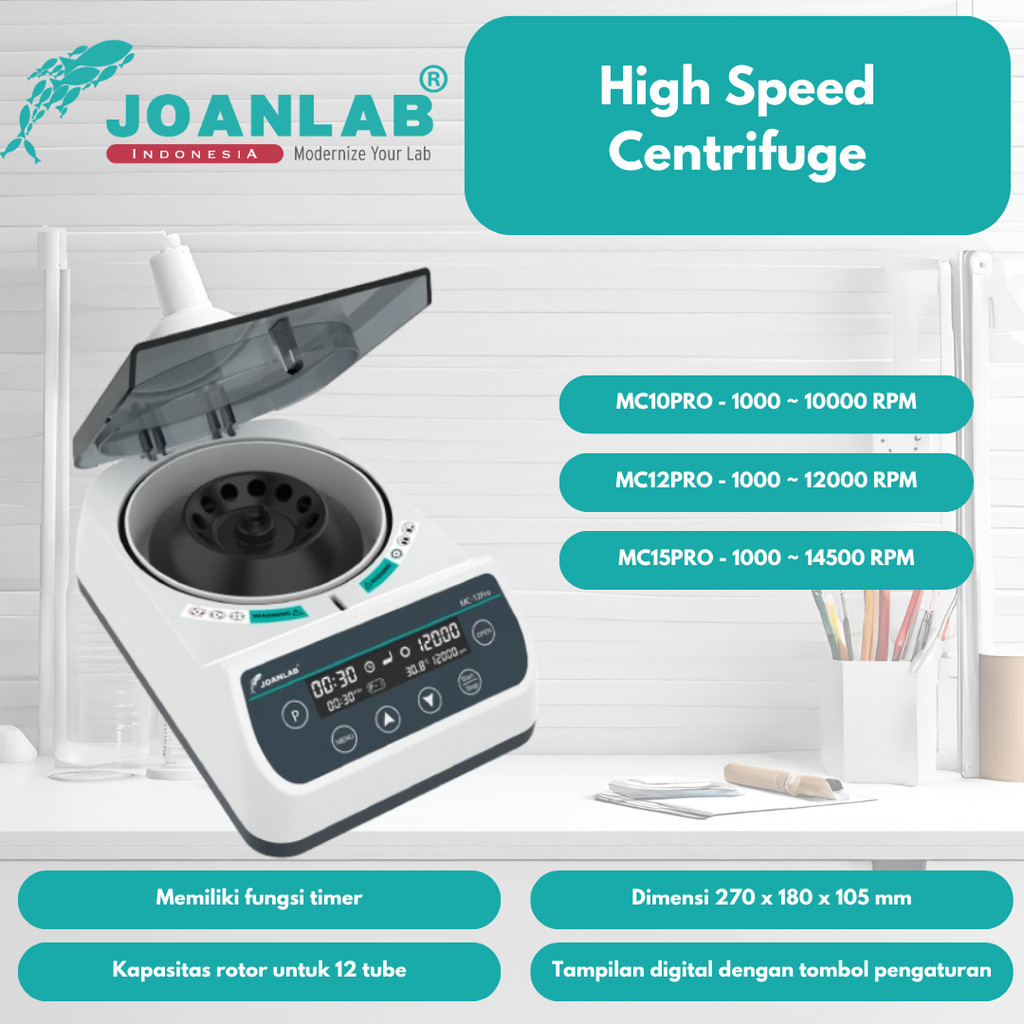 JOANLAB High Speed Centrifuge Mesin Sentrifugal Kecepatan Tinggi 10000 12000 14500 RPM MC10PRO MC12P