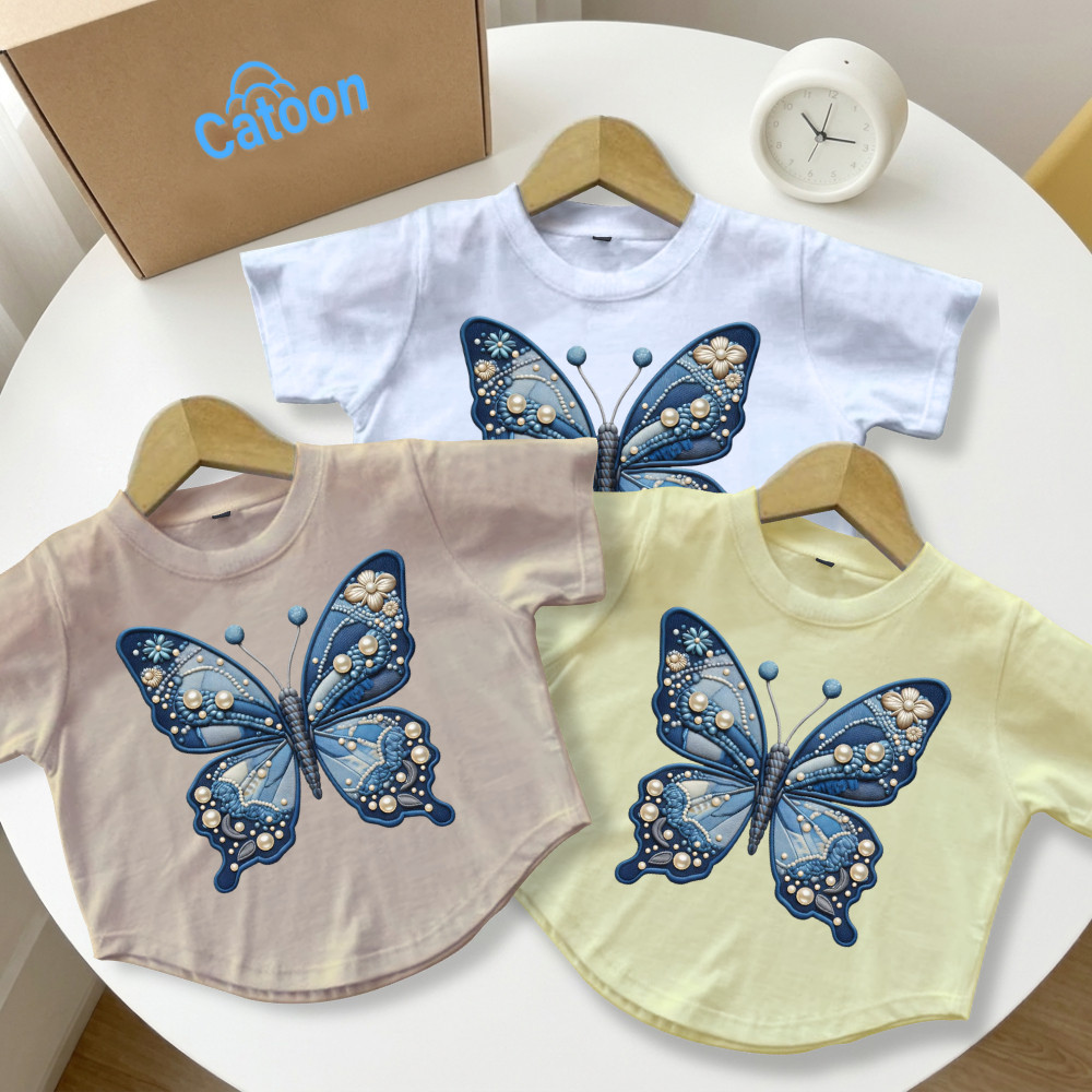 Kaos Crop Top Anak Motif Lucu Buterfly Kupu Kupu