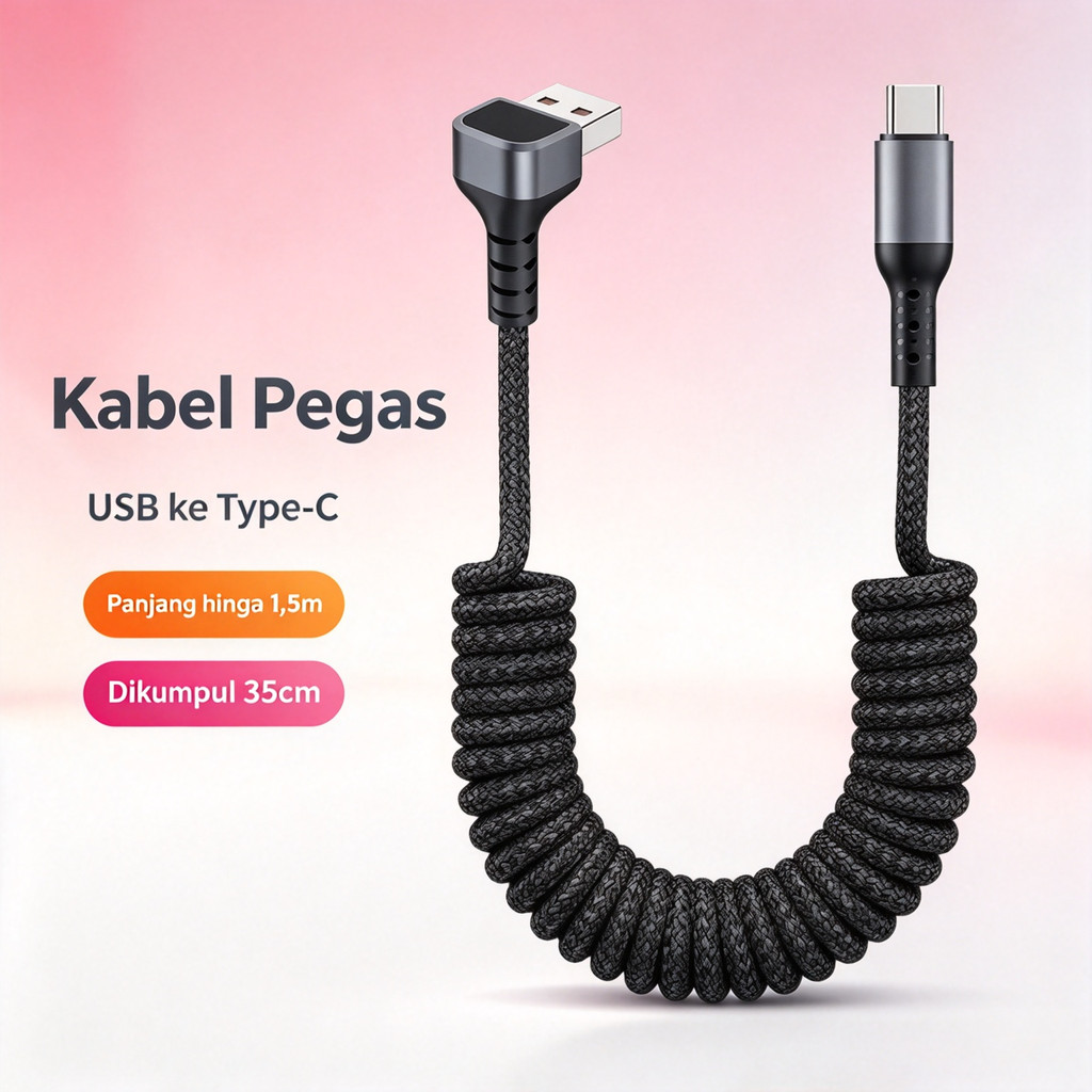 Kabel Nylon Braided Pegas 100W PD Kabel Charger Siku Type C ke Type C