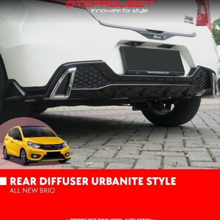 Rear Diffuser / Skidplate Bumper Belakang Urbanite Style All New BRIO - Black Matte