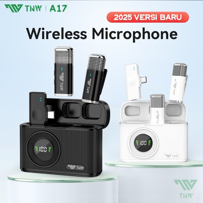 TNW A17 Microphone Wireless 2025 Versi Baru Mic Clip On Lavalier Mikrofon Mic Wireless Original 2 Mi
