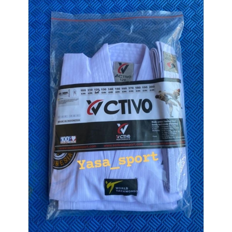 Dobok Sendy Activo Putih Pemula // Baju Taekwondo Sendy Activo kerah Putih // Dobok Sendy Activo Pem