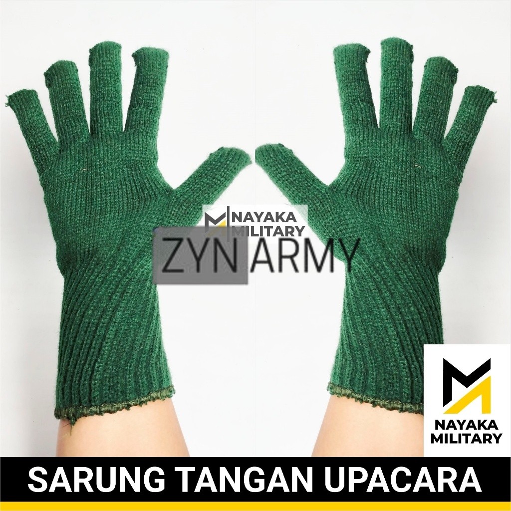 Sarung Tangan Upacara Hijau Rajut Army Tentara TNI Militer Military Tactical Komcad