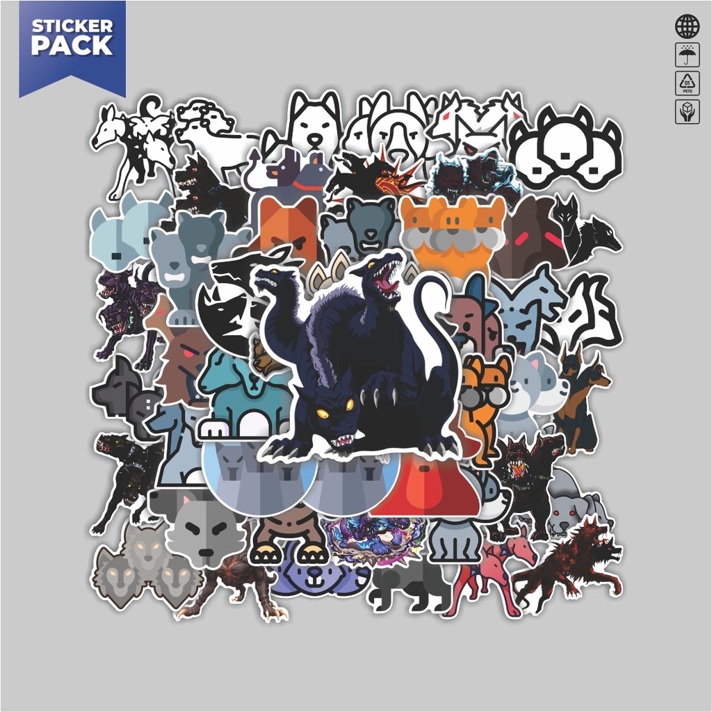 

[100PCS]Stiker Pack Stiker Cerberus Aesthetic Vinyl Anti Air Dekorasi Sticker Laptop Buku Journal Koper Helm Casing HP Gitar Helm Skateboard