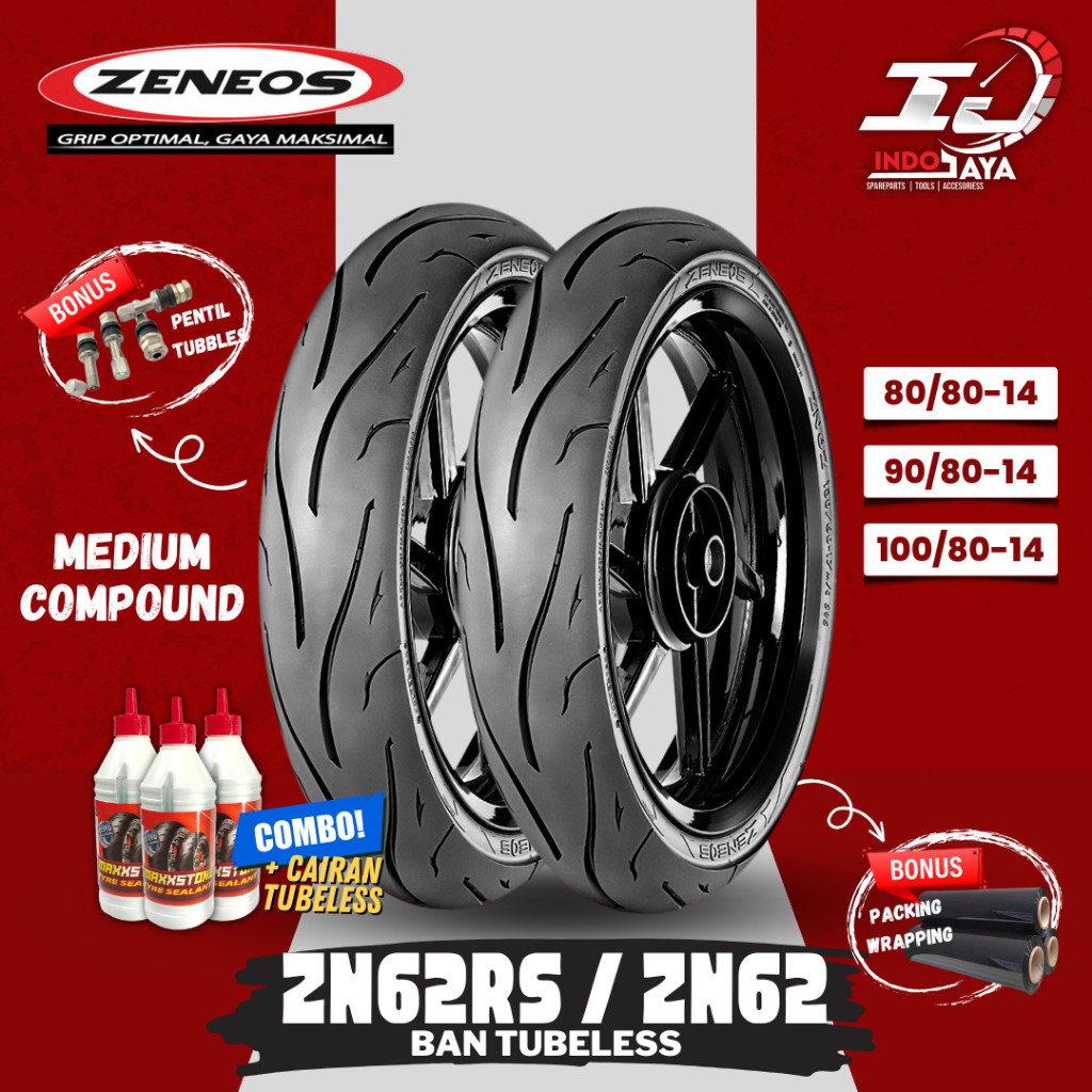 MOTORMIND [READY!!] BAN LUAR TUBELESS ZENEOS ZN62 (80/80-14 - 90/80-14 - 100/80-14) BAN MATIC / BAN 