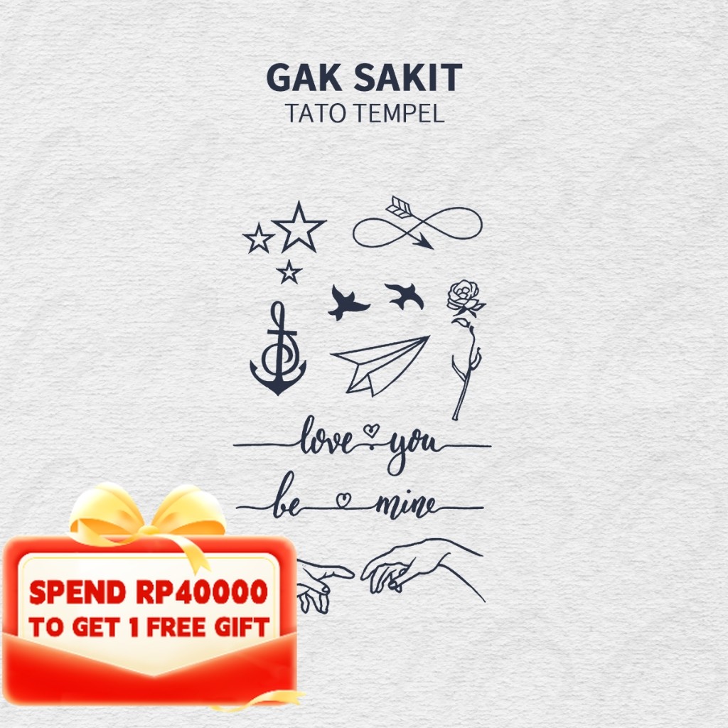 GATTOO M-148 【Pola kecil】Tato Temporer Realistis, Tanpa Rasa Sakit, Mudah Ditempel, Tahan Air dan Ta