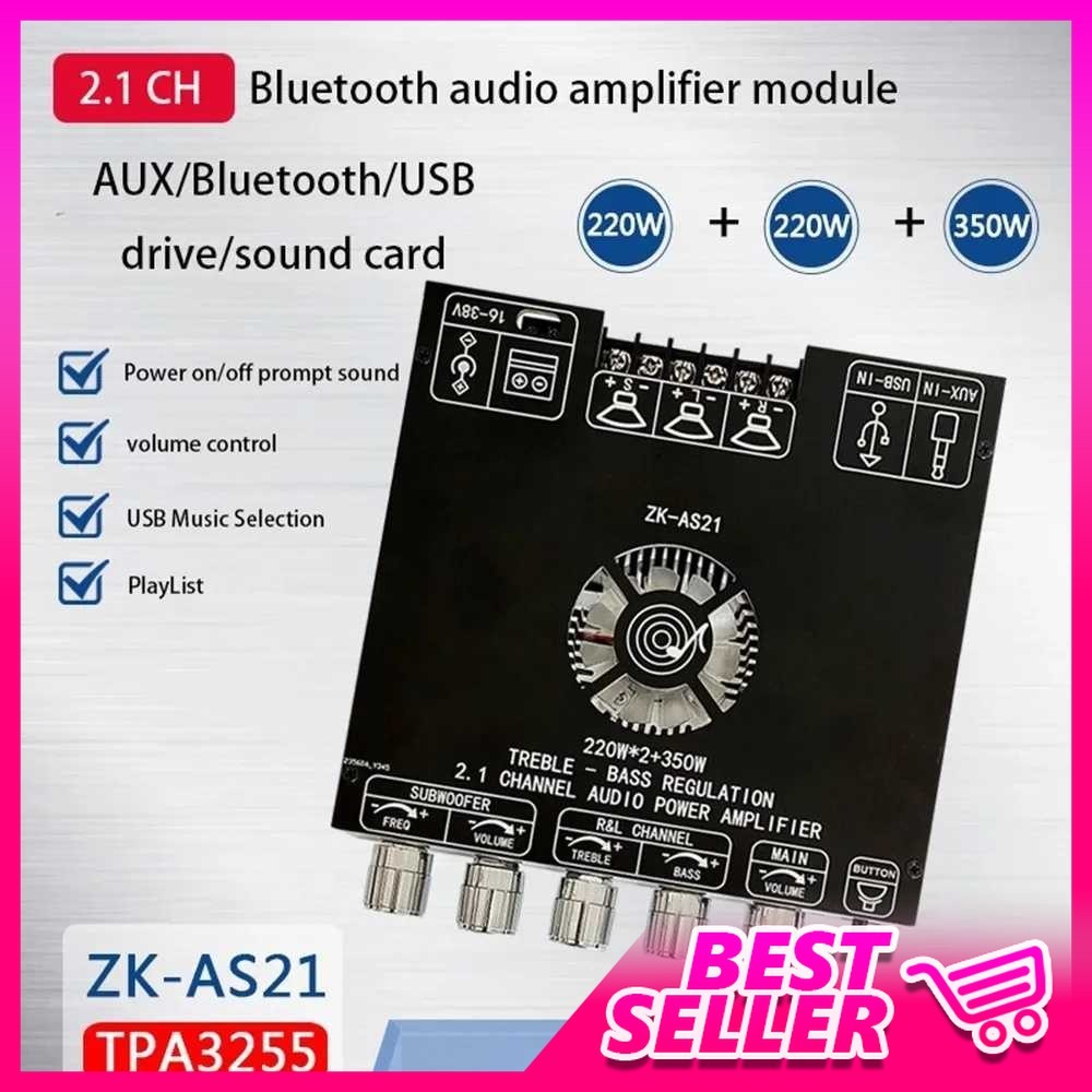 TKXEC Amplifier Board Audio Bluetooth USB 2.1 Channel DIY - ZK-AS21