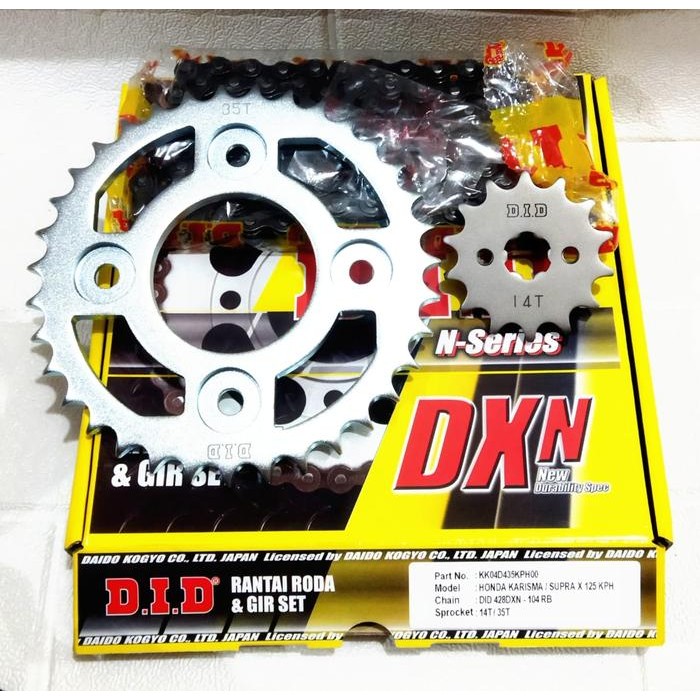 ORIGINAL DID GEAR SET GEAR PAKET KHARISMA SUPRA X 125 428DXN 14T 35T 104RB KPH