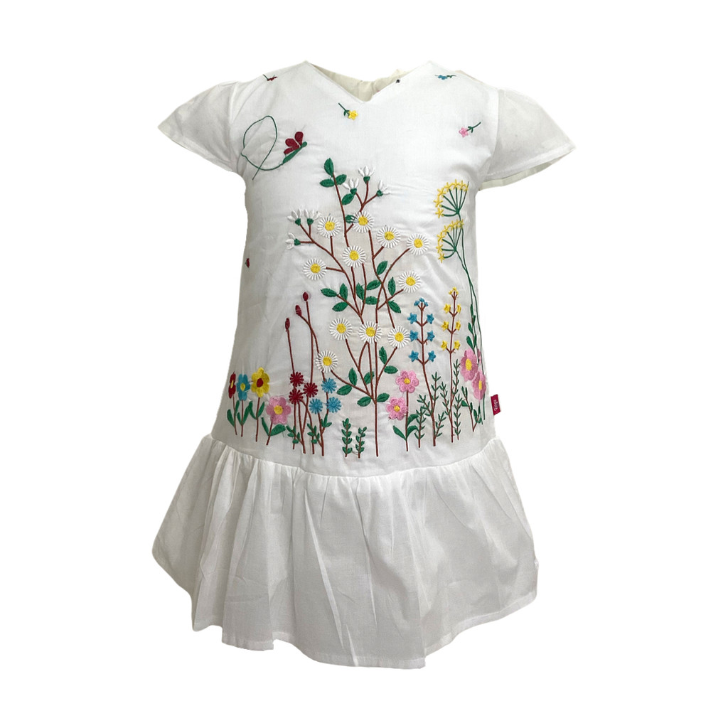 Pingu Dress Anak Perempuan Bordir Flower Pendek Putih 90500834E