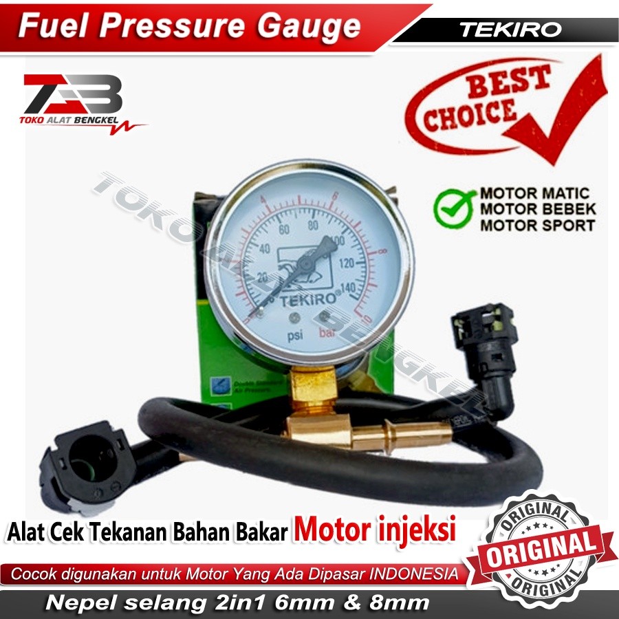Fuel Pressure Gauge Tekiro - Alat Ukur Tekanan Pompa Bensin Motor Injeksi Universal Fuel Pump Tester