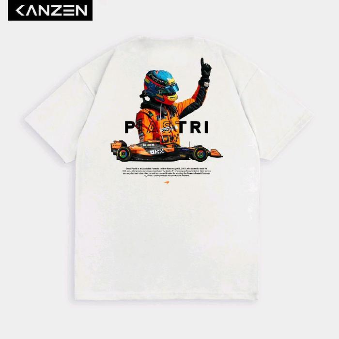 (COD) KANZEN Baju T-shirt OSCAR PIASTRI MCLAREN F1 - COTTON 24s Kaos Pria Wanita - PUTIH, M
