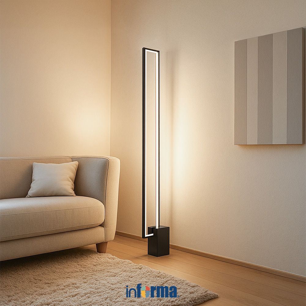 Informa 15x15x150 cm Macy Lampu Lantai - Hitam Standing Floor Light Lampu Tiang Dekorasi Lampu Berdi