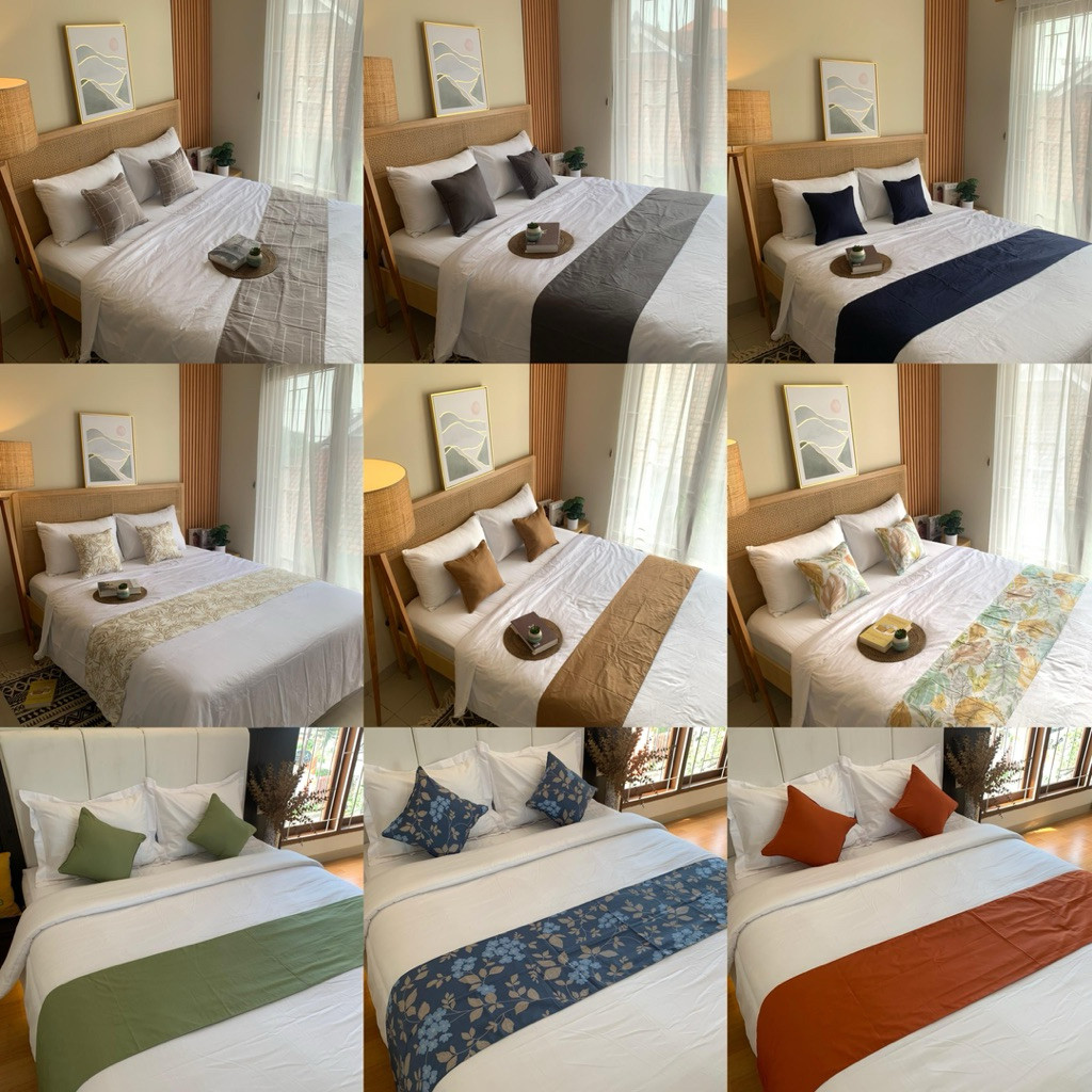 Bed runner hotel hiasan bed katun || custom || bed runner denpasar
