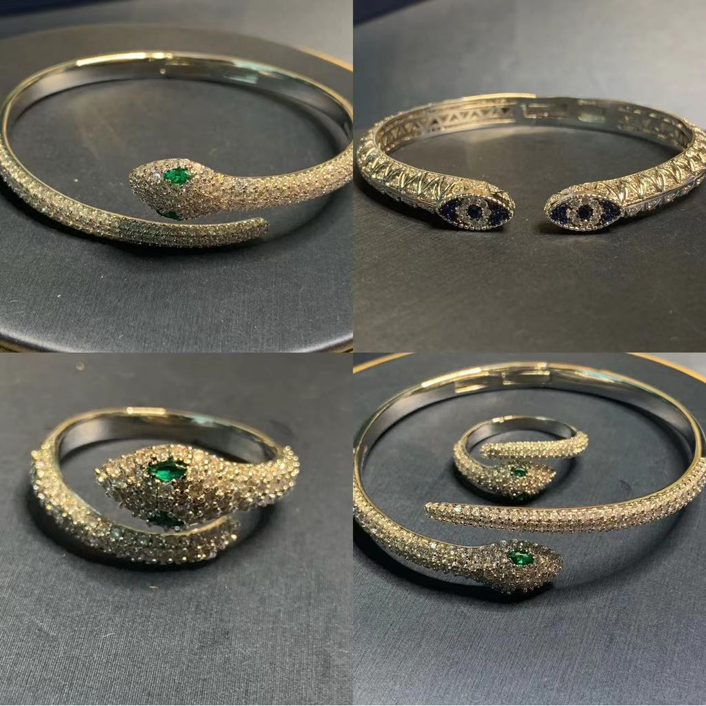 Gelang Ular Fashion Gelang Mata Hijau Cincin Ular Terbuka Gelang Mata Jahat