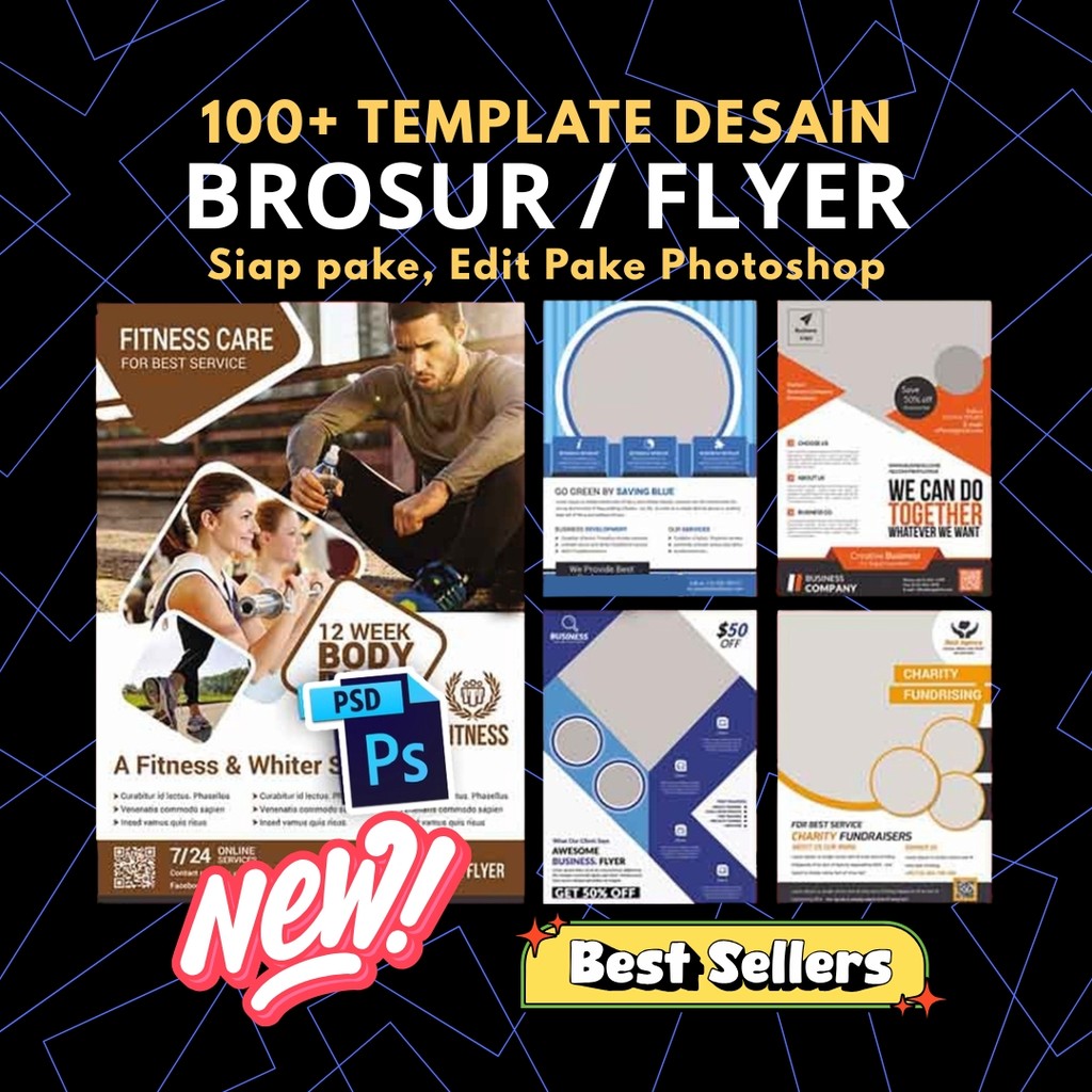 100 Template Desain Brosur Flyer PSD Premium + Bonus