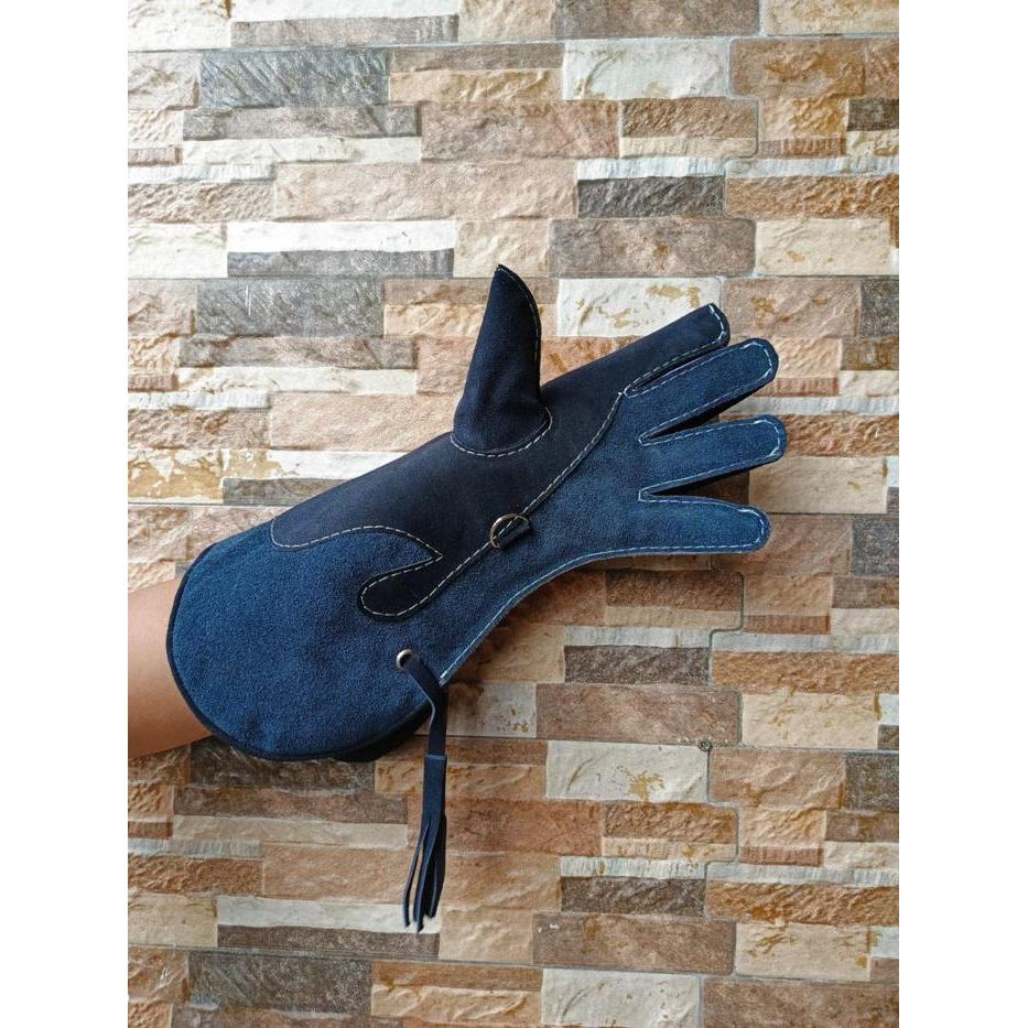 [ Promo ] || glove elang / glove burung hantu /sarung tangan elang Kulit Swide - Hitam