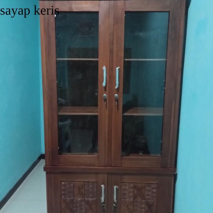 Rak buku susun 2 pintu kayu jati SY13