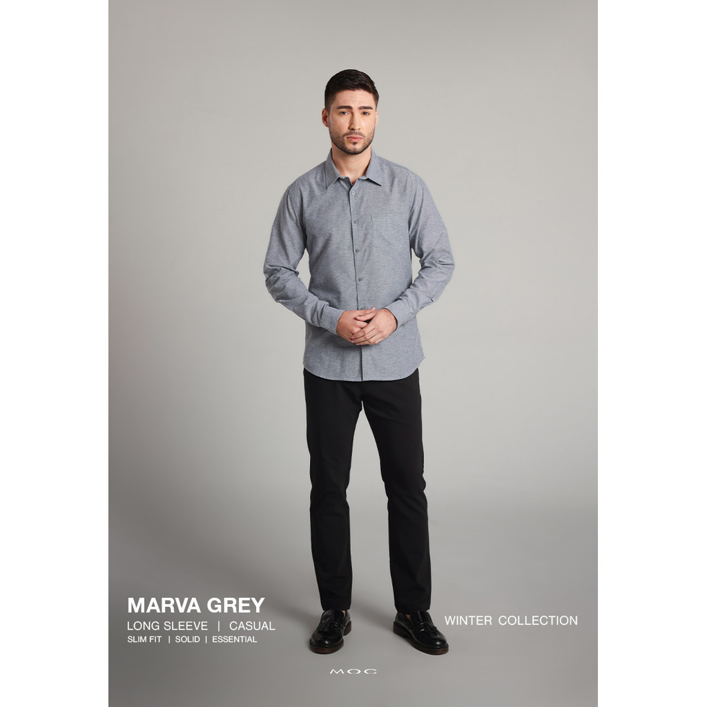 MOC Kemeja Lengan Panjang Pria Marva - Grey