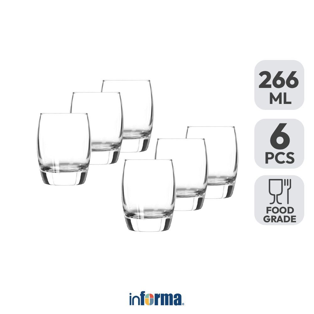 Informa Libbey Endessa Gelas 266 ml Set 6 pcs Transparan Cup Minum Drinking Glass Drinkware Rumah Ge