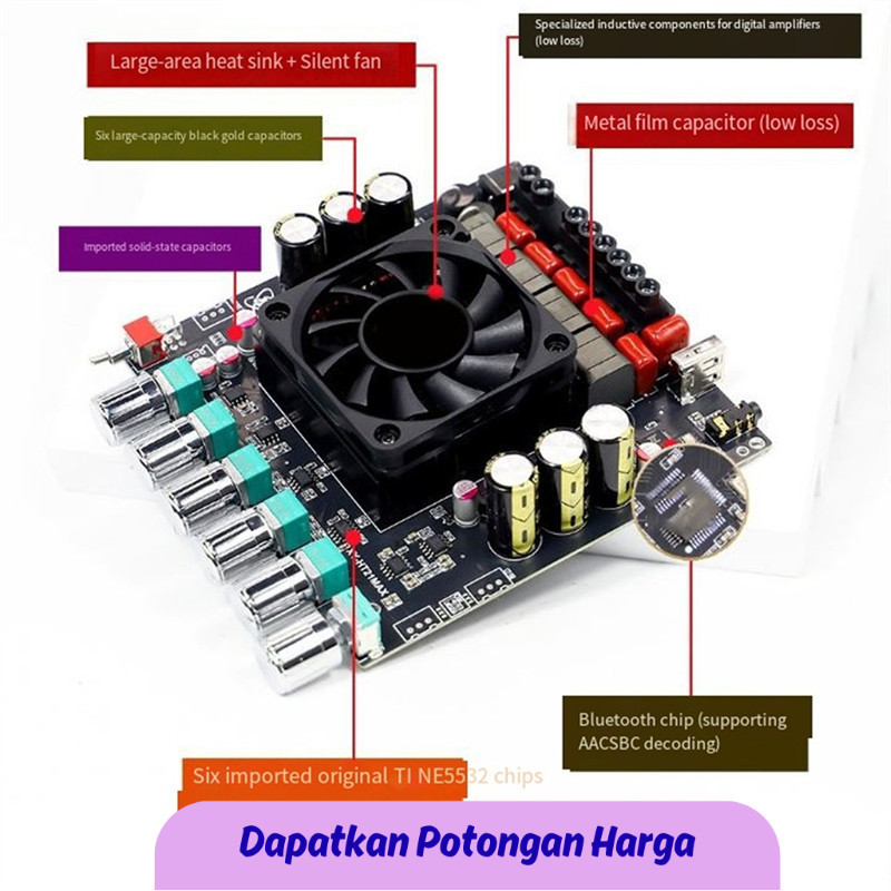 SSN ABGI-Bluetooth Digital Amplifier Board 2.1 Channel Amplifier Board Bluetooth Power Amplifier Boa