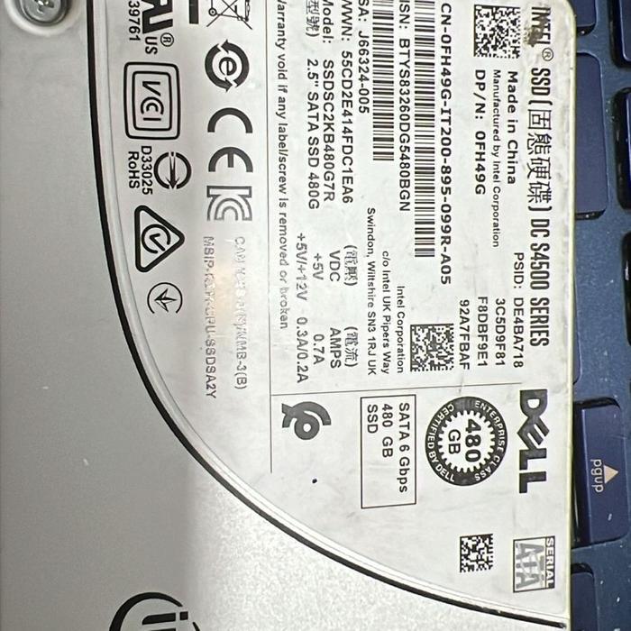 Ssd Dell DC S4500 Series 480gb Dp/n : 0FH49G sentinel 100% BEKAS COPOTAN UNIT SERVER