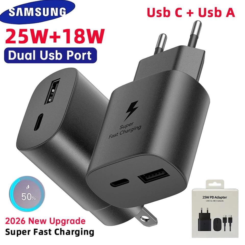 25W SAMSUNG Charger Fast Charging Type C Adapter 15W 2 Port Samsung Chargeur Galaxy S26 S25 S24 S23 