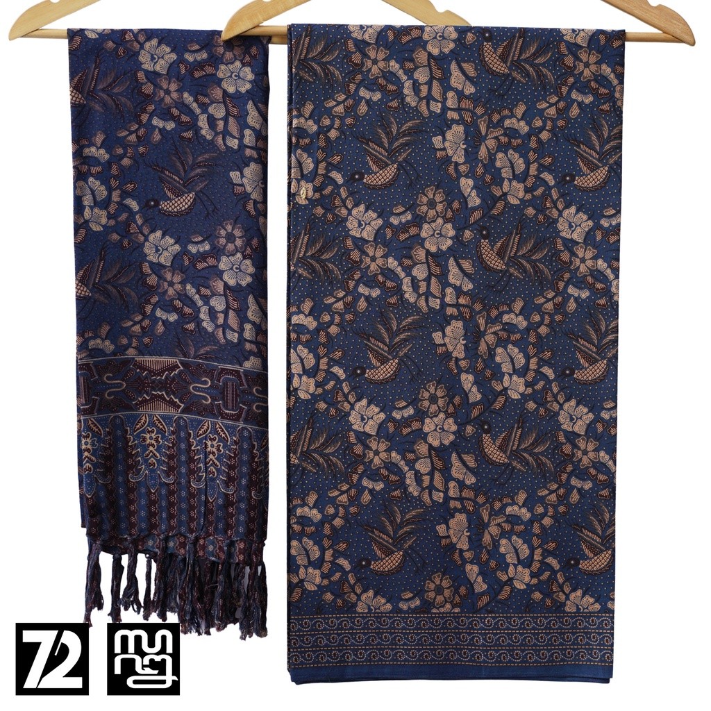 72 Batik - Kain Dan Selendang Motif Burung Warna Biru 723861