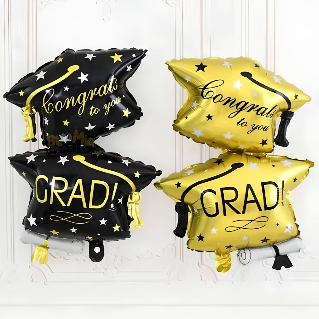 Balon Foil Topi Graduation Congrats To You Grad | Balon Sarjana Topi | Balon Topi Graduate | Balon T