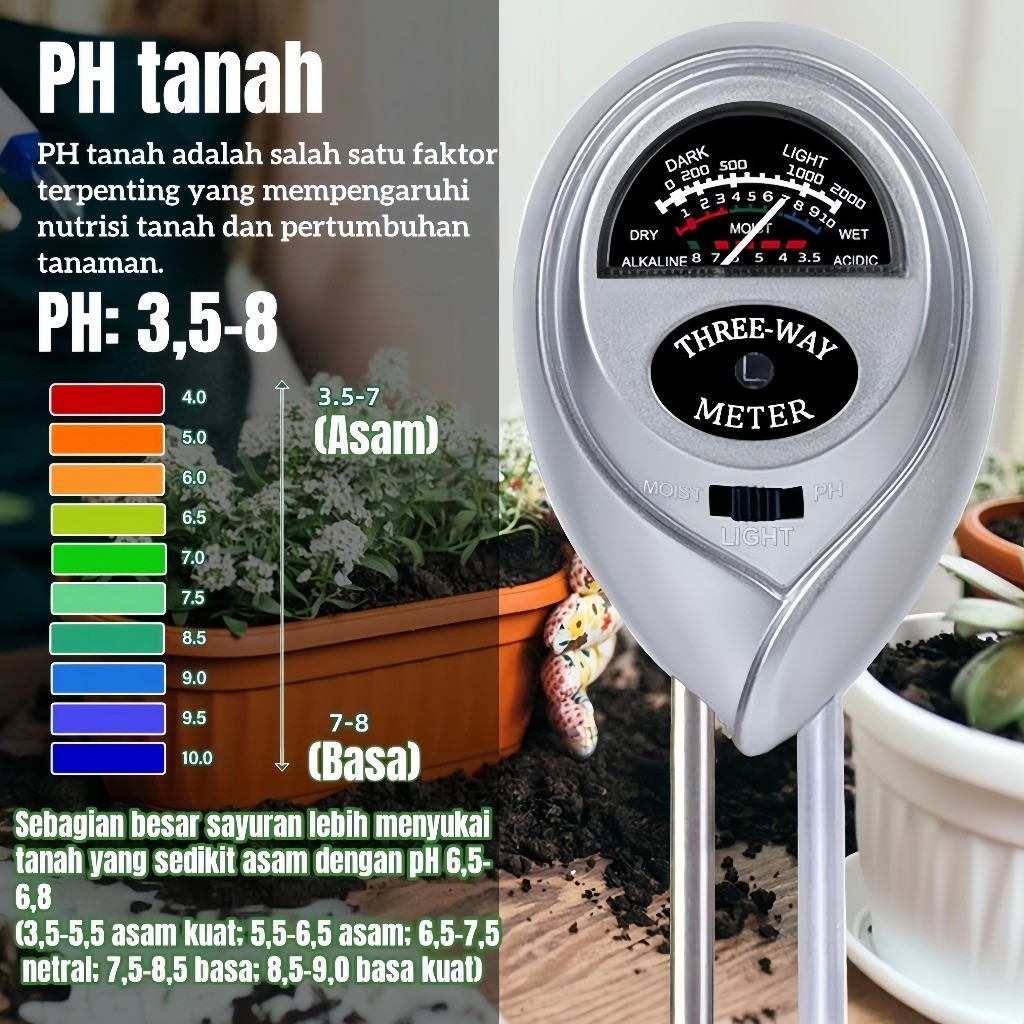 Soil Moisture Tester Alat Ukur Ph Tanah Pengukur Pertanian Digital Akurat 3 1 Sunlight Meter Light