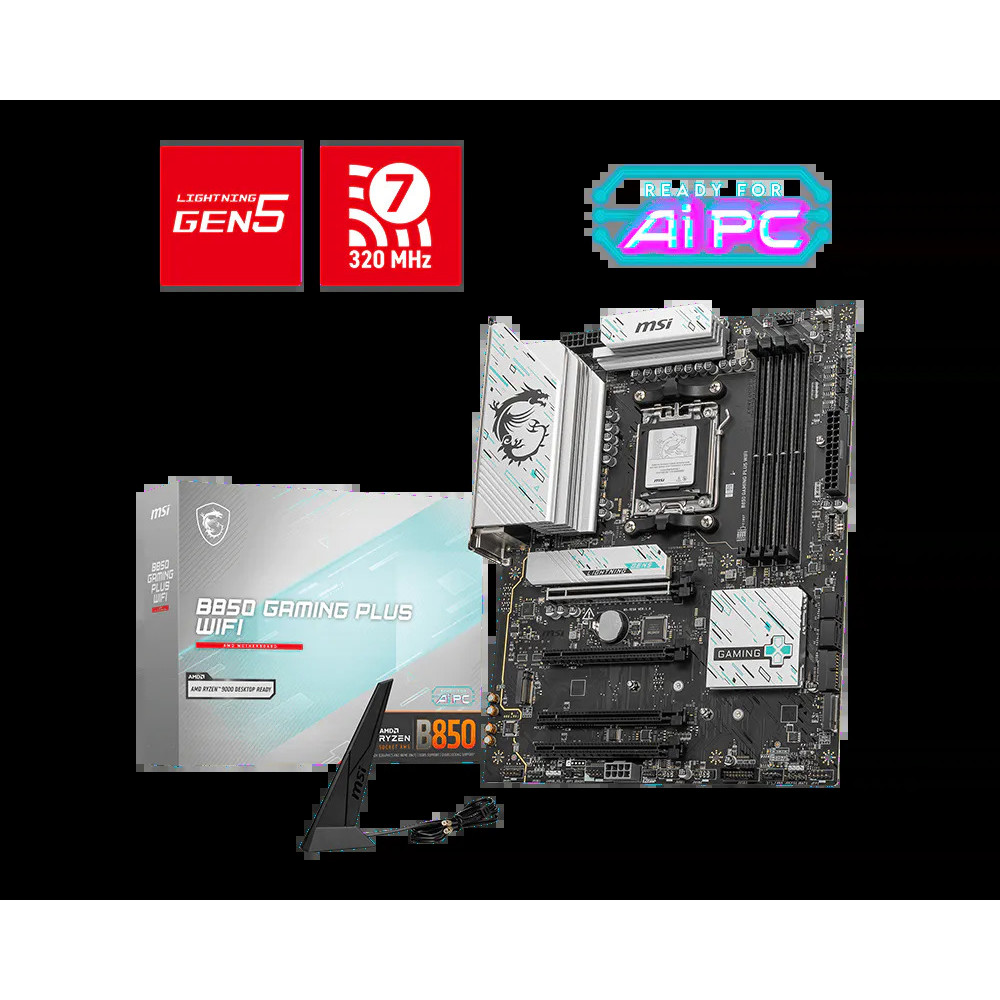 MSI Motherboard Mobo B850 GAMING PLUS WIFI AMD AM5 - B850 DDR5 ATX - Garansi 3 Tahun Support Ryzen 7
