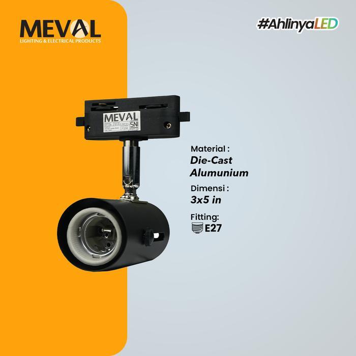 MEVAL Lampu Sorot Rel Spot Track Light - Hitam